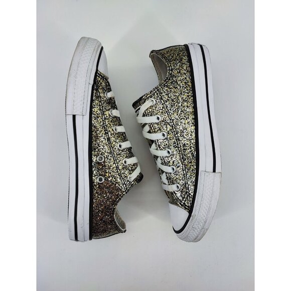 Converse Juniors Metallic Black/Silver Sparkle Casual Shoes Size 5.5 US - Picture 5 of 8
